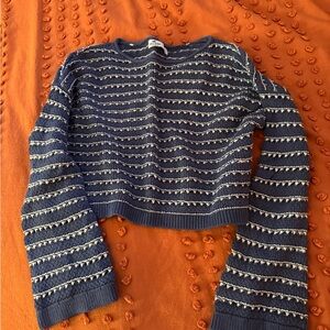 hollister blue and white cropped striped sweater